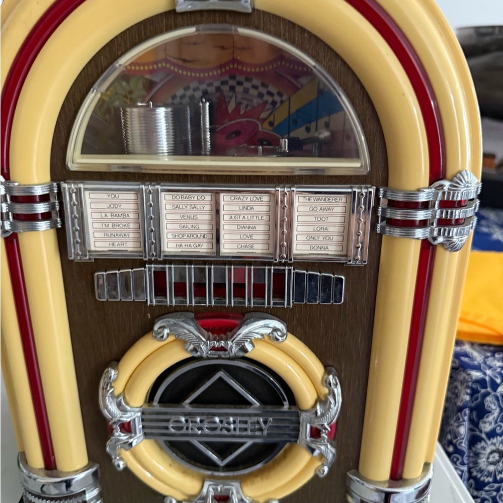 Vintage Crosley Vintage Jukebox with Yellow and Red Highlights